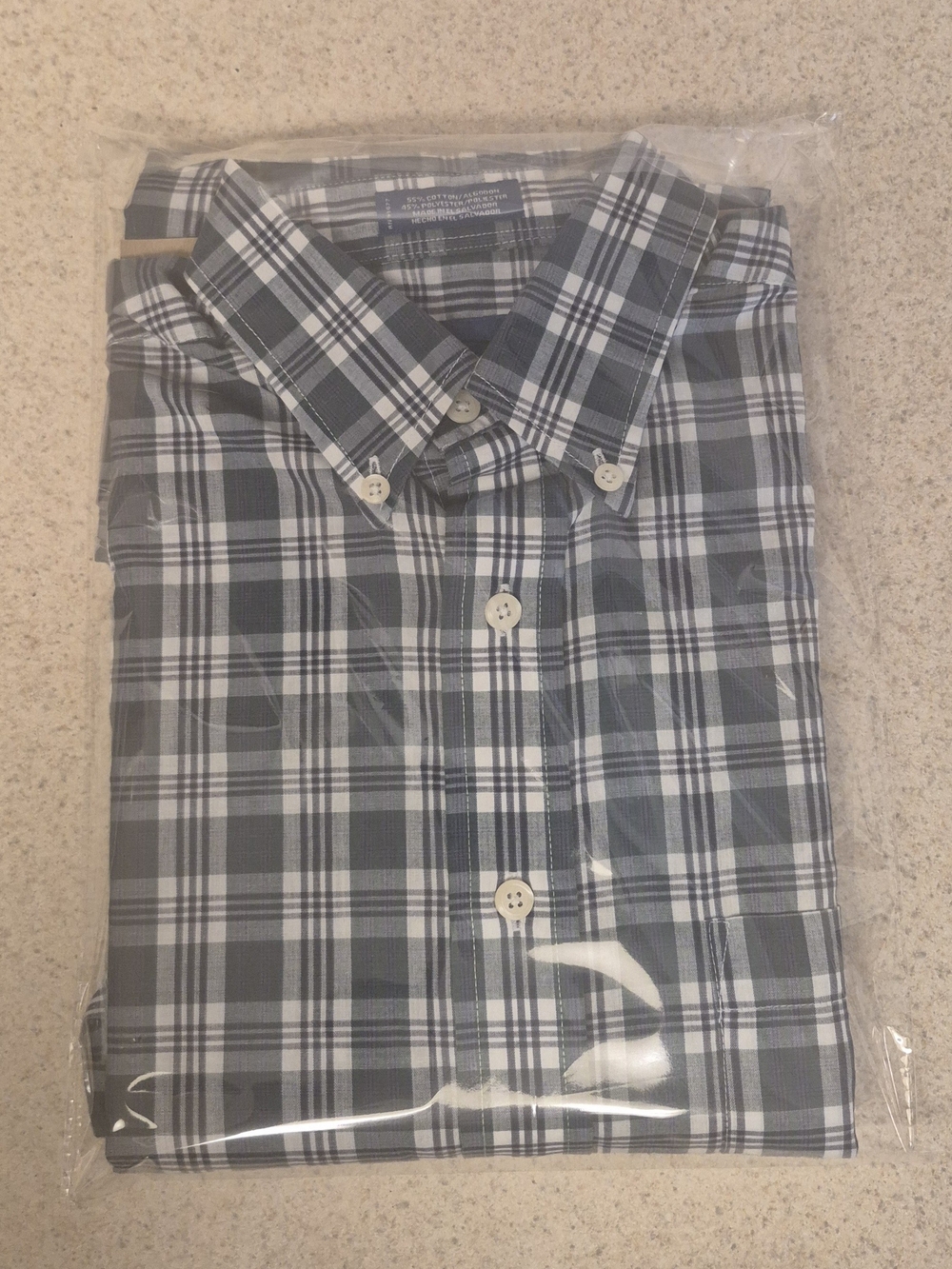 Towncraft Men's Green and White Plaid Button-Down Shirt Size Small